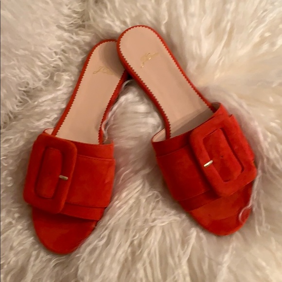 J Crew red suede buckled flat slide - Picture 5 of 5